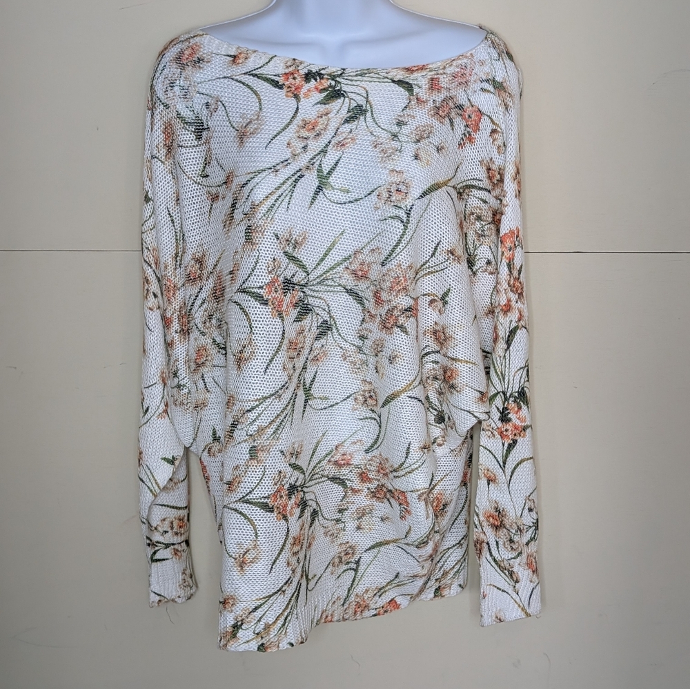 Collezioni Leonardo Loose Knit Sweater White With Orange Blossoms